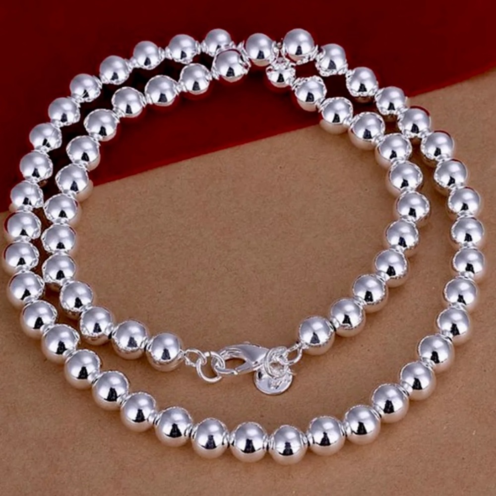 🌟 Sterling Silver Beaded Beads Necklace